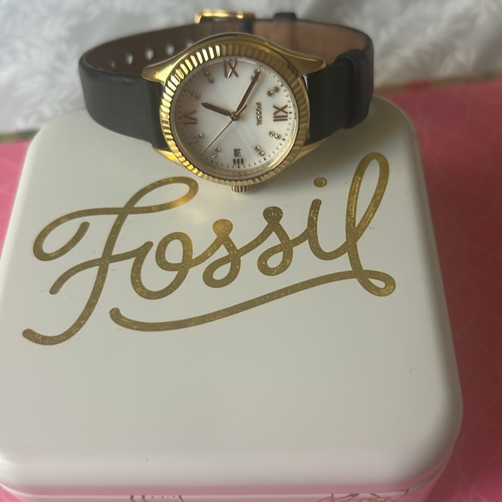 Woman’s fossil blue strap watch